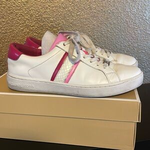 MICHAEL KORS IRVING STRIPE LACE UP LEATHER SNEAKERS 8